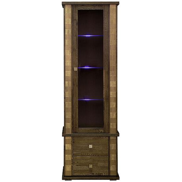 Шкаф с витриной «Тунис» П6.343.0.19 (П343.19-1Ш), Основной материал: массив дуба, Цвет: Венге c золочением