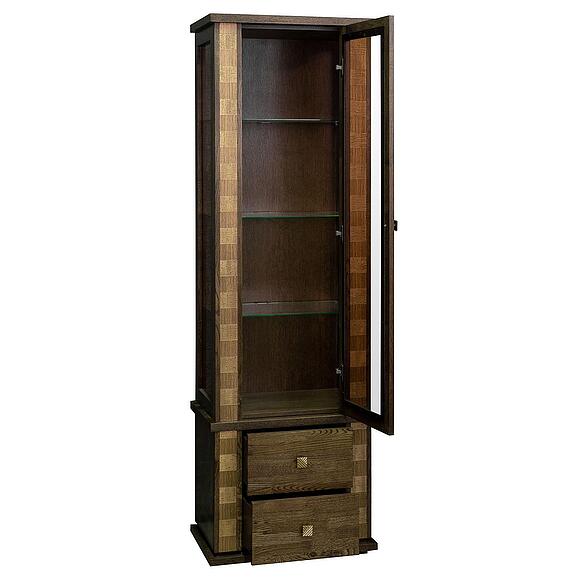 Шкаф с витриной «Тунис» П6.343.0.19 (П343.19-1Ш), Основной материал: массив дуба, Цвет: Венге c золочением