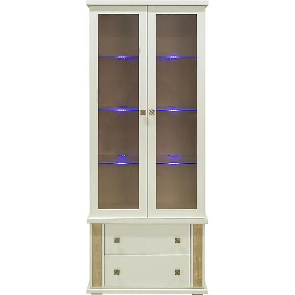 Шкаф с витриной «Тунис» П6.343.0.22 (П343.22Ш), Основной материал: ДСП+шпон, Цвет: Слоновая кость с золочением