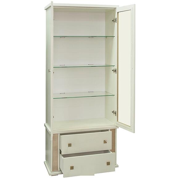 Шкаф с витриной «Тунис» П6.343.0.22 (П343.22Ш), Основной материал: ДСП+шпон, Цвет: Слоновая кость с золочением