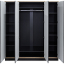 Шкаф 4-х дверный для одежды «Лайн», Основной материал: ЛДСП, Цвет: Камень серый/Дуб вотан/Чёрный, Размер: 1852x585х2300 мм