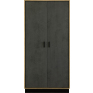 Шкаф 2-х дверный для одежды «Лайн» П6.619.1.28 (П620.28), Основной материал: ЛДСП, Цвет: Камень серый/Дуб вотан/Чёрный, Размер: 950х585х2300 мм