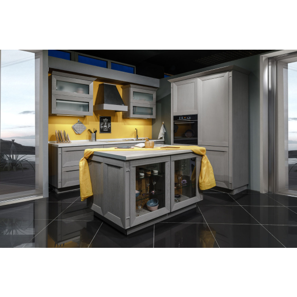 Кухня «Виола Лайт», Основной материал: массив дуба, Цвет: Platinum grey